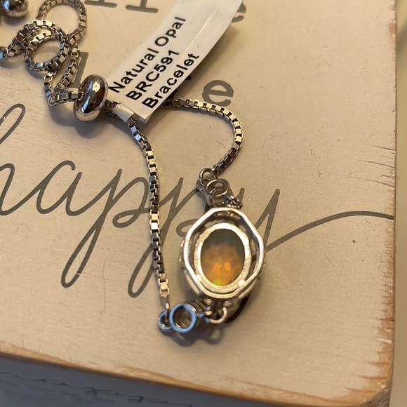 Imported Natural Opal .925 Sterling Silver BOLO Adjustable Bracelet - Picture 6 of 6